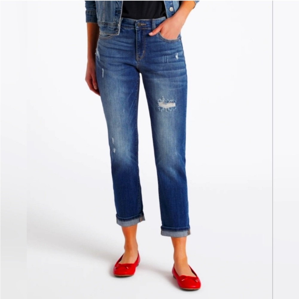 NWT | Judy Blue | Jerri Low Rise Boyfriend Distressed Jeans | 7/28 | Indigo